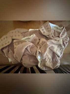 5 GroVia AIO Buttah Cloth Diapers in desert sand with Snap Fasteners